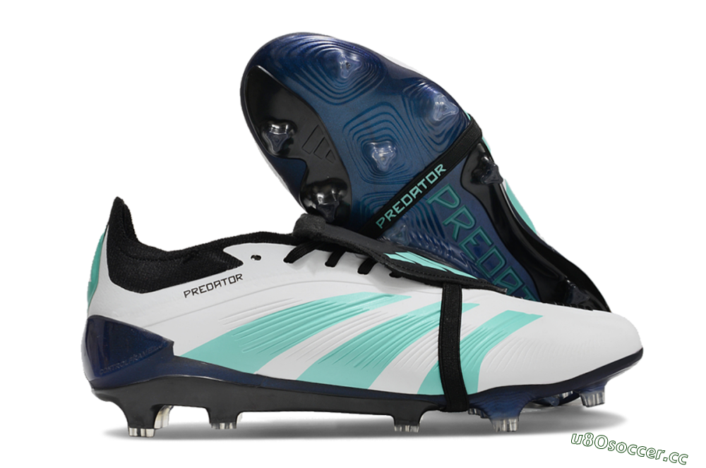 Men's Adidas Predator Elite Foldover Tongue FG Firm Ground Low-Tops Football Boots - White/Jade/Black 2
