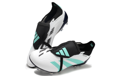 Men's Adidas Predator Elite Foldover Tongue FG Firm Ground Low-Tops Football Boots - White/Jade/Black