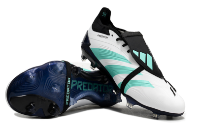 Men's Adidas Predator Elite Foldover Tongue FG Firm Ground Low-Tops Football Boots - White/Jade/Black