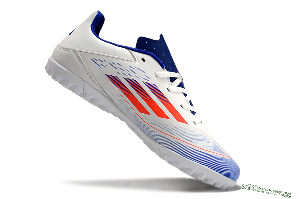 Men's Adidas F50 Club TF Artificial Turf Low-Tops Football Shoes - White/Blue/Red 4