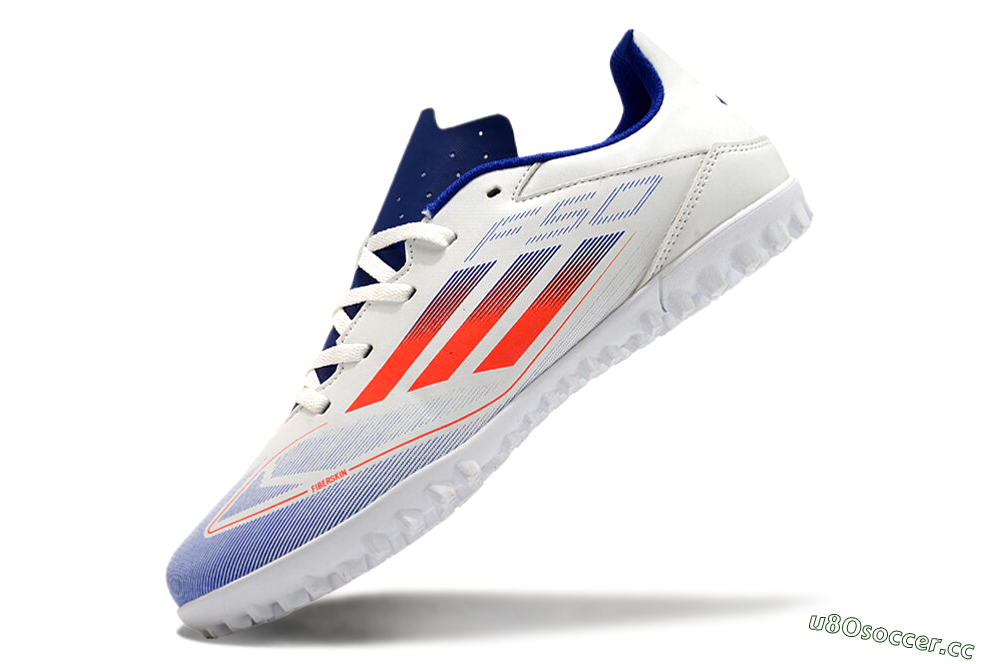 Men's Adidas F50 Club TF Artificial Turf Low-Tops Football Shoes - White/Blue/Red 5