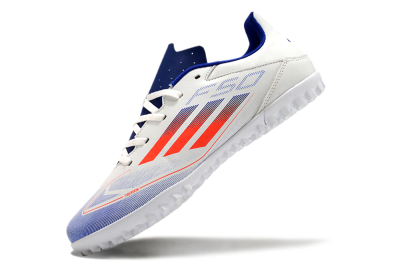 Men's Adidas F50 Club TF Artificial Turf Low-Tops Football Shoes - White/Blue/Red