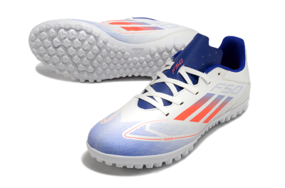Men's Adidas F50 Club TF Artificial Turf Low-Tops Football Shoes - White/Blue/Red
