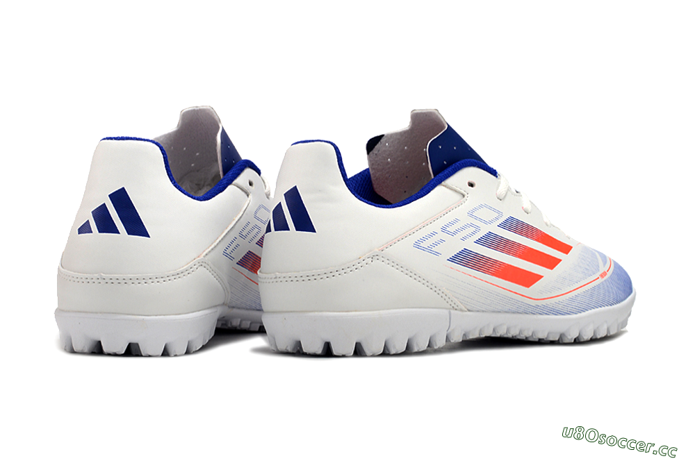 Men's Adidas F50 Club TF Artificial Turf Low-Tops Football Shoes - White/Blue/Red 6