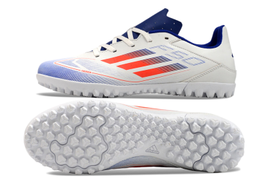 Men's Adidas F50 Club TF Artificial Turf Low-Tops Football Shoes - White/Blue/Red