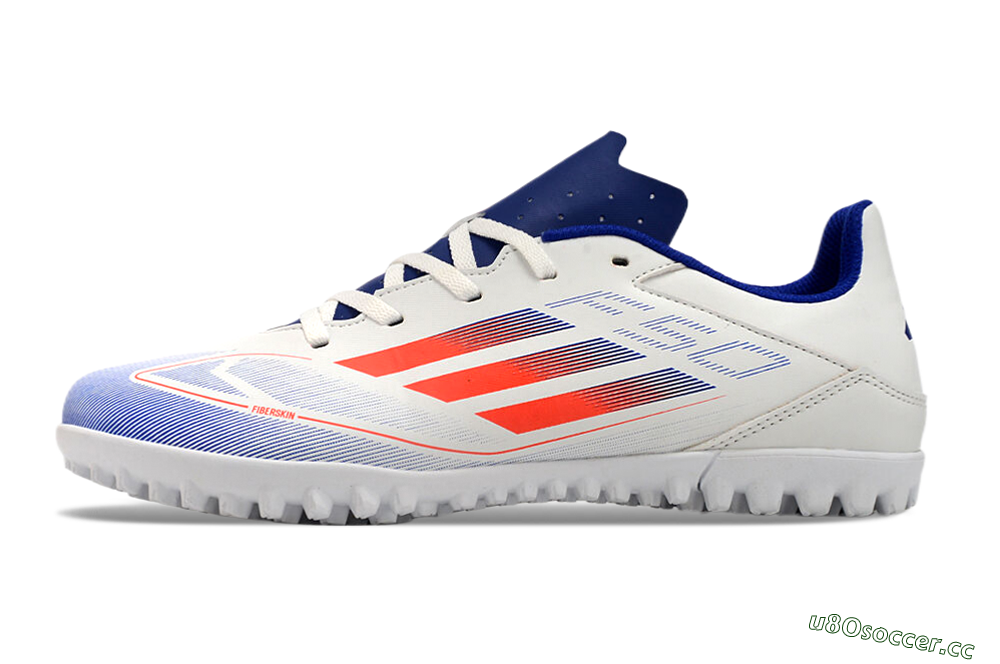Men's Adidas F50 Club TF Artificial Turf Low-Tops Football Shoes - White/Blue/Red 0
