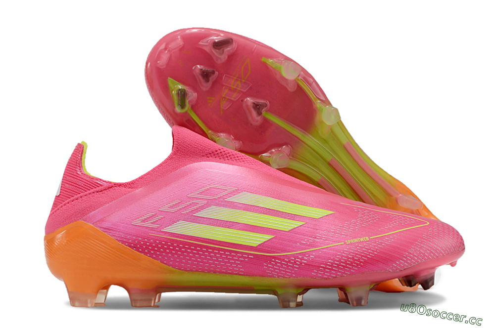 Men's Adidas F50 Elite FG Firm Ground Low-Tops Football Boots - Pink/Yellow/Orange 2