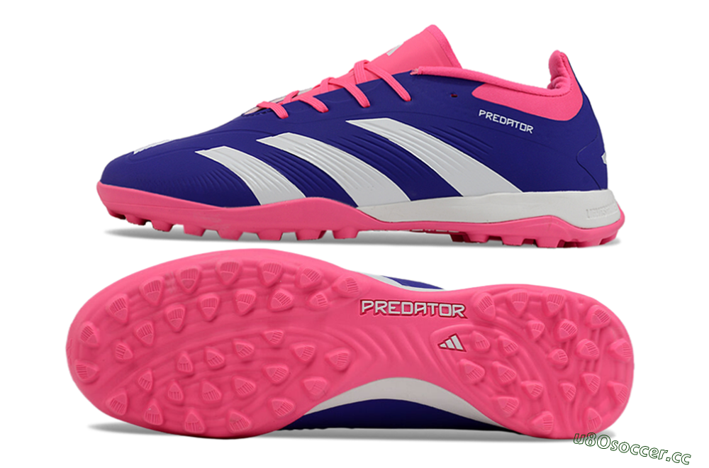 Unisex Adidas Predator 24 Elite TF Artificial Turf Low-Tops Football Shoes - Blue/White/Pink 1