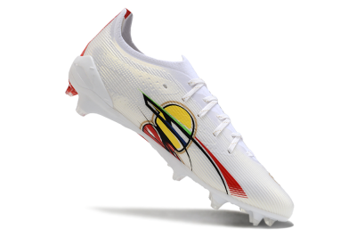 Men's Puma Ultra 5 Ultimate FG Firm Ground Low-Tops Football Boots - White/Red/Yellow/Green