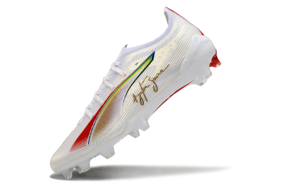 Men's Puma Ultra 5 Ultimate FG Firm Ground Low-Tops Football Boots - White/Red/Yellow/Green