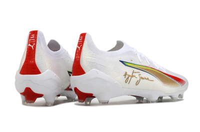 Men's Puma Ultra 5 Ultimate FG Firm Ground Low-Tops Football Boots - White/Red/Yellow/Green