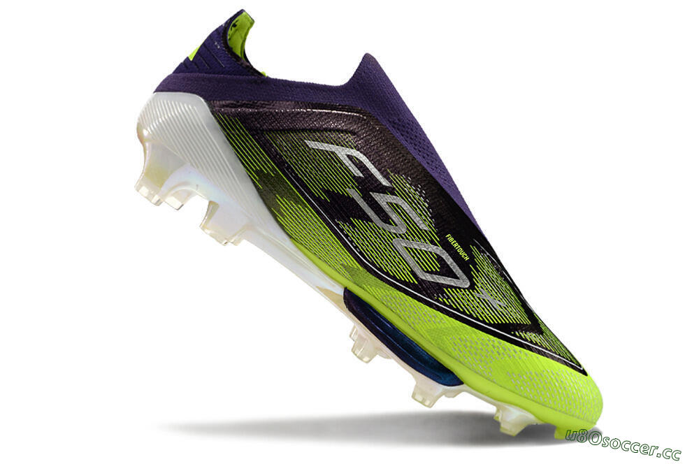 Men's Adidas F50+ Lightstrike Pro Laceless FG Firm Ground Low-Tops Football Boots - Purple/Yellow/White 4