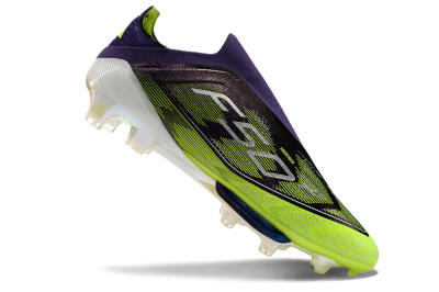 Men's Adidas F50+ Lightstrike Pro Laceless FG Firm Ground Low-Tops Football Boots - Purple/Yellow/White