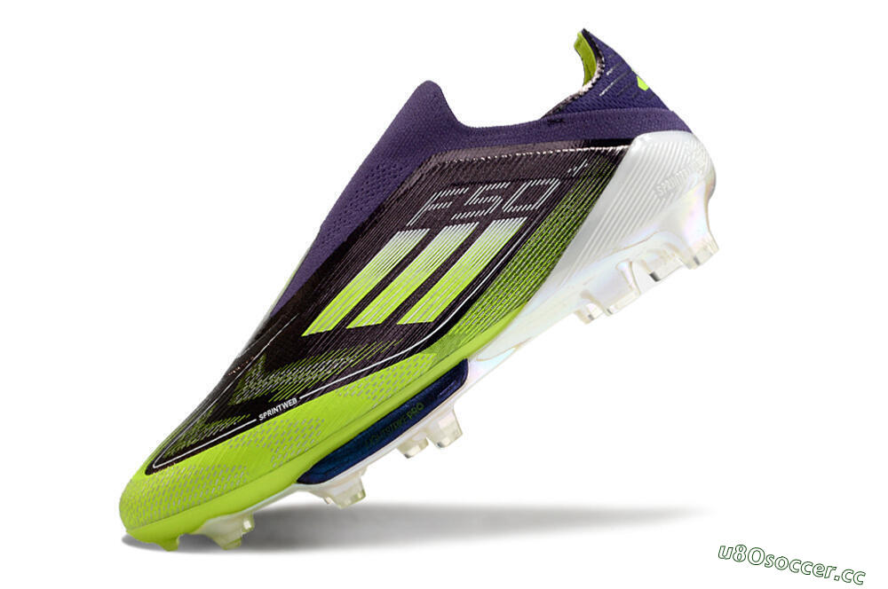 Men's Adidas F50+ Lightstrike Pro Laceless FG Firm Ground Low-Tops Football Boots - Purple/Yellow/White 5