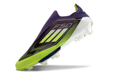 Men's Adidas F50+ Lightstrike Pro Laceless FG Firm Ground Low-Tops Football Boots - Purple/Yellow/White