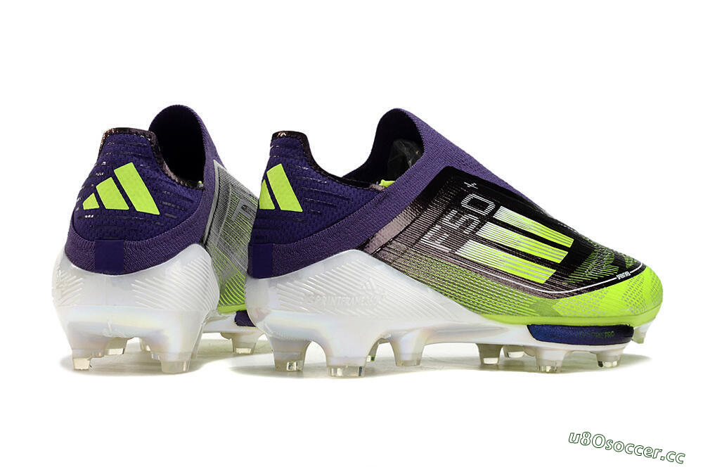 Men's Adidas F50+ Lightstrike Pro Laceless FG Firm Ground Low-Tops Football Boots - Purple/Yellow/White 6