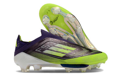 Men's Adidas F50+ Lightstrike Pro Laceless FG Firm Ground Low-Tops Football Boots - Purple/Yellow/White
