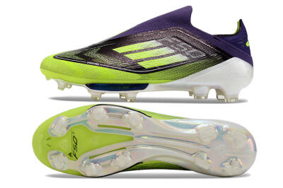 Men's Adidas F50+ Lightstrike Pro Laceless FG Firm Ground Low-Tops Football Boots - Purple/Yellow/White