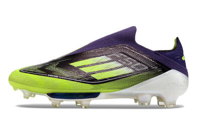 Men's Adidas F50+ Lightstrike Pro Laceless FG Firm Ground Low-Tops Football Boots - Purple/Yellow/White