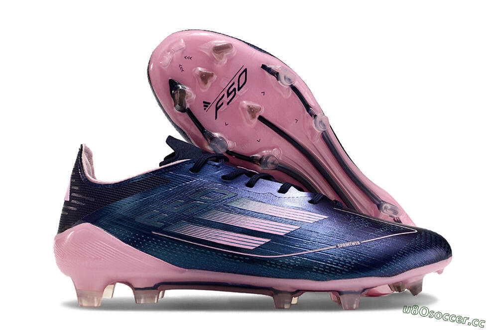 Men's Adidas F50 Elite FG Firm Ground Low-Tops Football Boots - Blue/Pink/Black 2