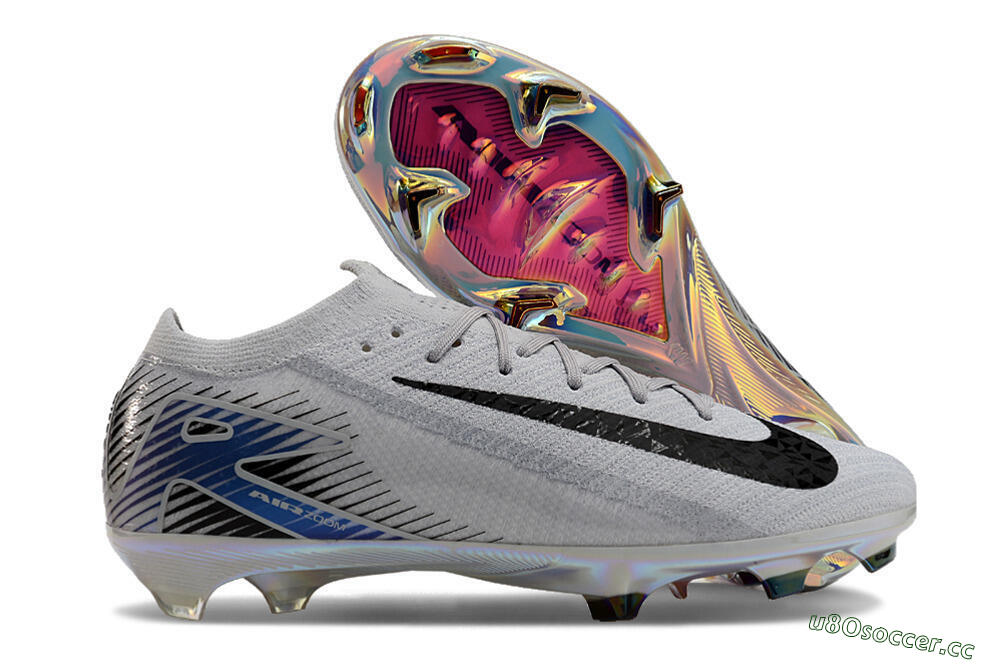 Men's Nike Air Zoom Mercurial Vapor 16 Elite FG Firm Ground Low-Tops Football Boots - Grey/Black/Blue 2