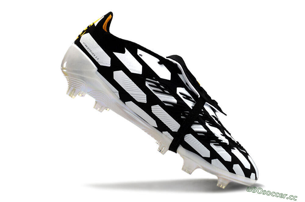 Unisex Adidas Predator Elite Foldover Tongue FG Firm Ground Low-Tops Football Boots - Black/White/Yellow 4