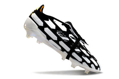 Unisex Adidas Predator Elite Foldover Tongue FG Firm Ground Low-Tops Football Boots - Black/White/Yellow