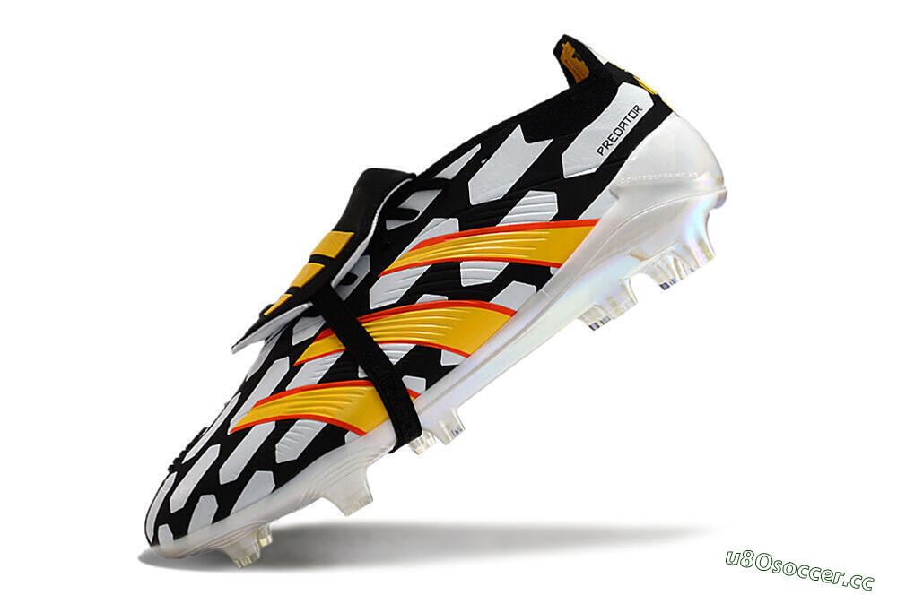 Unisex Adidas Predator Elite Foldover Tongue FG Firm Ground Low-Tops Football Boots - Black/White/Yellow 5