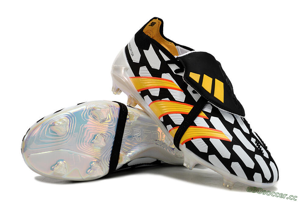 Unisex Adidas Predator Elite Foldover Tongue FG Firm Ground Low-Tops Football Boots - Black/White/Yellow 3