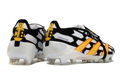 Unisex Adidas Predator Elite Foldover Tongue FG Firm Ground Low-Tops Football Boots - Black/White/Yellow
