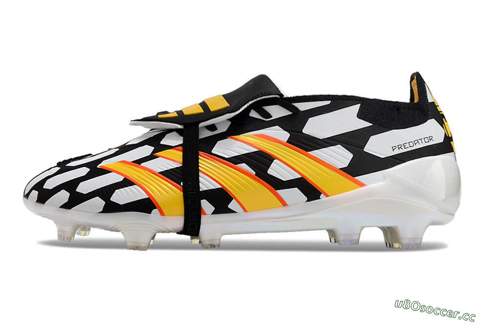 Unisex Adidas Predator Elite Foldover Tongue FG Firm Ground Low-Tops Football Boots - Black/White/Yellow 0