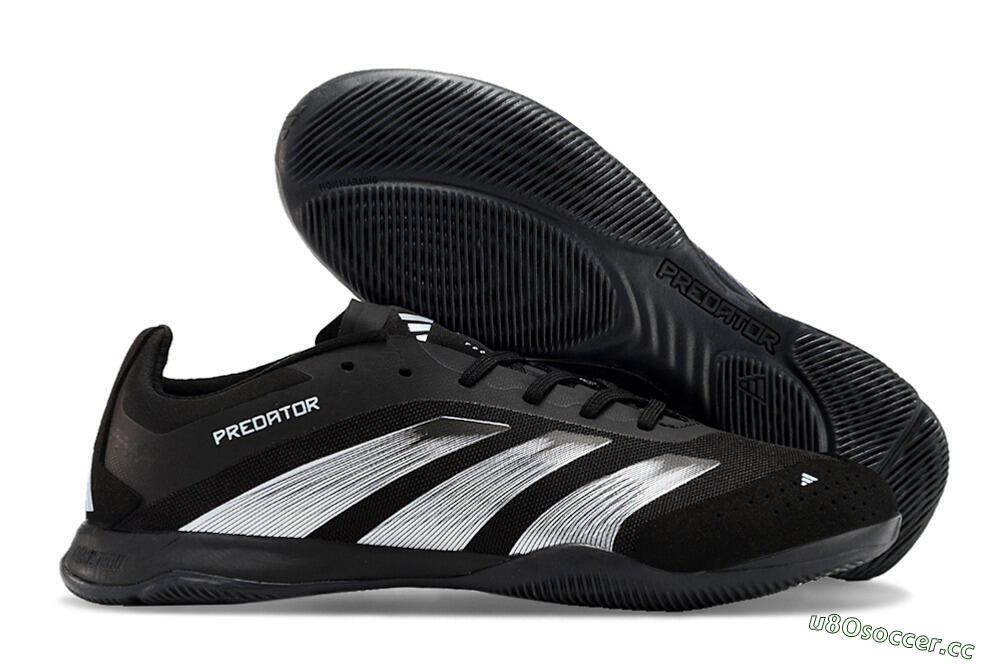 Men's Adidas Predator 24 Elite IC Indoor & Futsal Low-Tops Football Shoes - Black/Silver 2