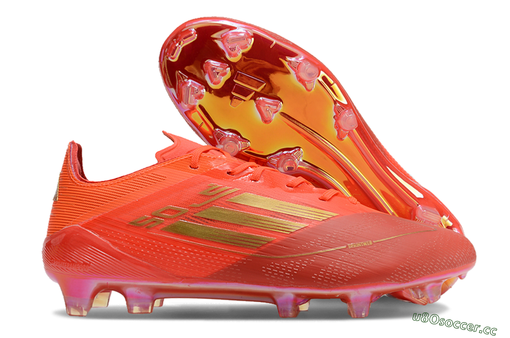 Men's Adidas F50 Elite FG Firm Ground Low-Tops Football Boots - Red/Gold 2