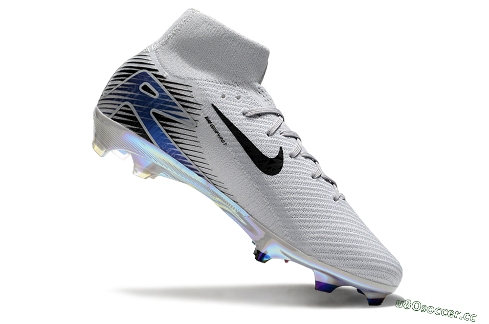 Men's Nike Air Zoom Mercurial Superfly 10 Elite FG Firm Ground High-Tops Football Boots - White/Black/Blue 4
