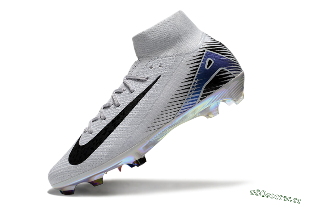 Men's Nike Air Zoom Mercurial Superfly 10 Elite FG Firm Ground High-Tops Football Boots - White/Black/Blue 5