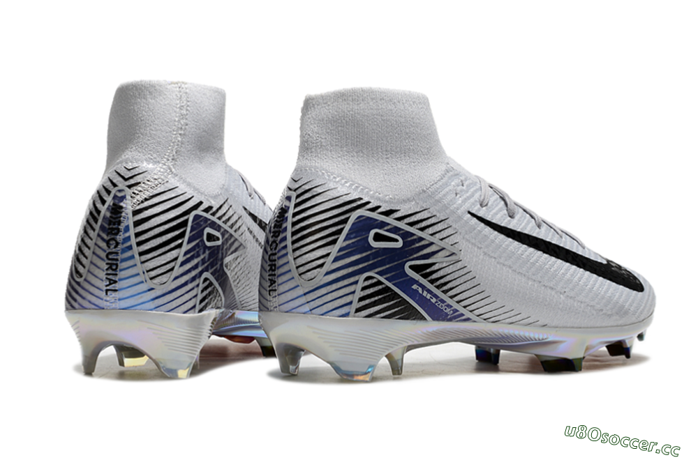 Men's Nike Air Zoom Mercurial Superfly 10 Elite FG Firm Ground High-Tops Football Boots - White/Black/Blue 6