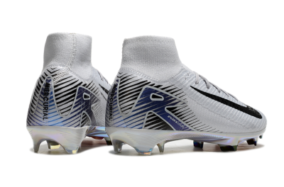 Men's Nike Air Zoom Mercurial Superfly 10 Elite FG Firm Ground High-Tops Football Boots - White/Black/Blue