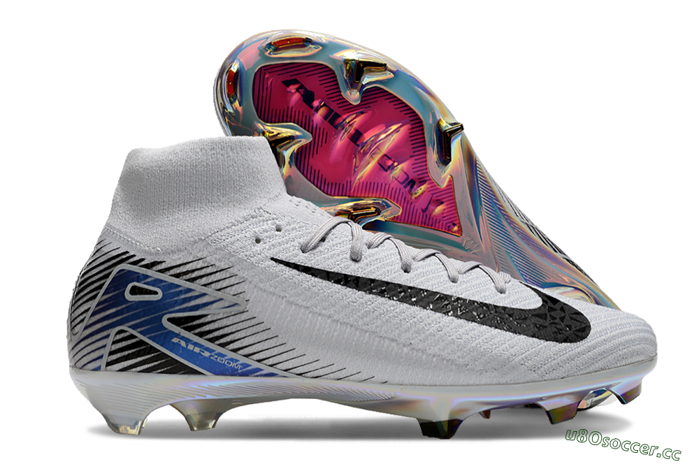 Men's Nike Air Zoom Mercurial Superfly 10 Elite FG Firm Ground High-Tops Football Boots - White/Black/Blue 2