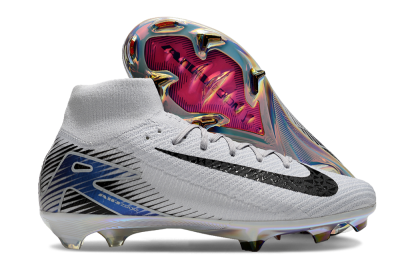 Men's Nike Air Zoom Mercurial Superfly 10 Elite FG Firm Ground High-Tops Football Boots - White/Black/Blue