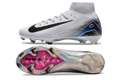 Men's Nike Air Zoom Mercurial Superfly 10 Elite FG Firm Ground High-Tops Football Boots - White/Black/Blue