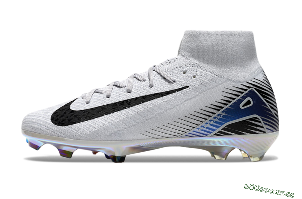 Men's Nike Air Zoom Mercurial Superfly 10 Elite FG Firm Ground High-Tops Football Boots - White/Black/Blue 0