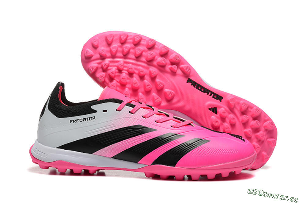 Men's Adidas Predator 24 Elite TF Artificial Turf Low-Tops Football Shoes - Pink/Black/White 2