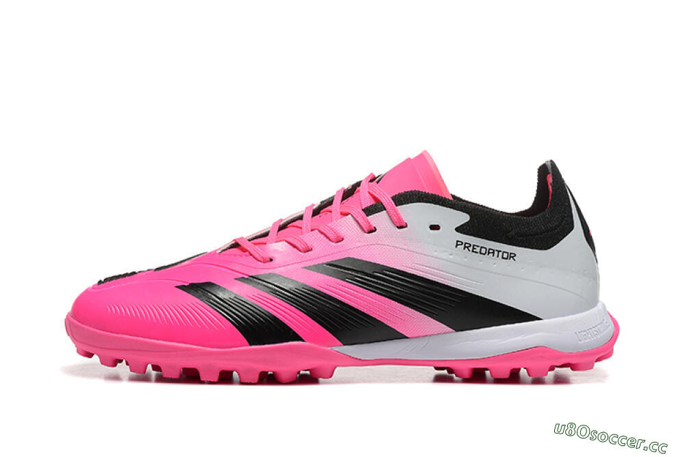 Men's Adidas Predator 24 Elite TF Artificial Turf Low-Tops Football Shoes - Pink/Black/White 0