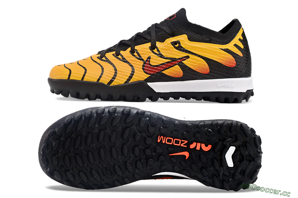 Kids Nike Air Zoom Mercurial Vapor 15 Elite TF Artificial Turf Low-Tops Football Shoes - Black/Yellow/Red 1