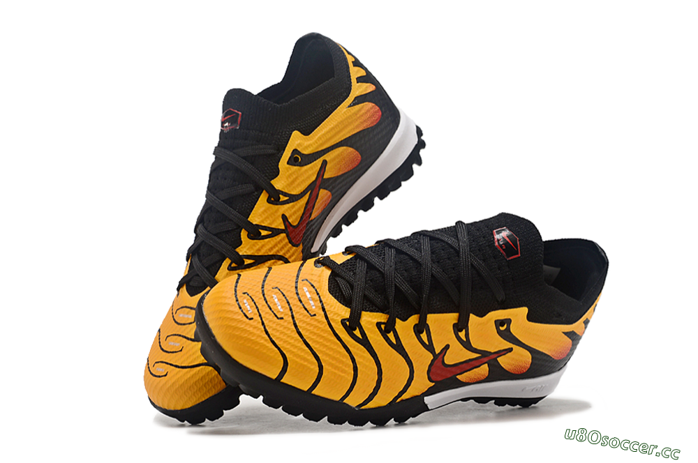 Kids Nike Air Zoom Mercurial Vapor 15 Elite TF Artificial Turf Low-Tops Football Shoes - Black/Yellow/Red 3