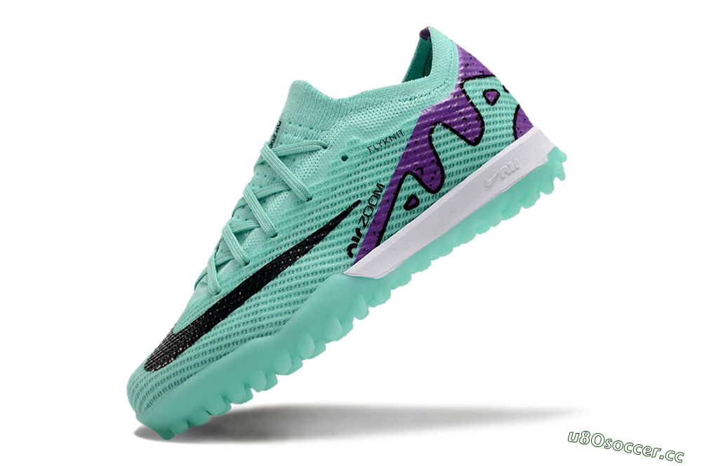 Kids Nike Air Zoom Mercurial Vapor 15 Elite TF Artificial Turf Low-Tops Football Shoes - Jade/Purple/Black 5