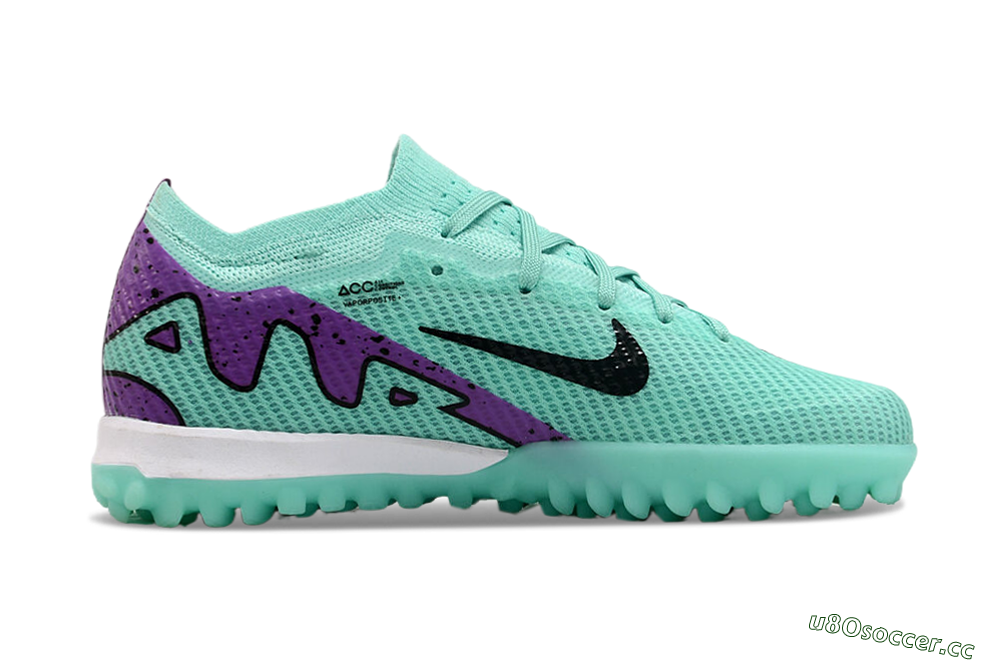 Kids Nike Air Zoom Mercurial Vapor 15 Elite TF Artificial Turf Low-Tops Football Shoes - Jade/Purple/Black 7