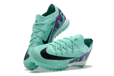 Kids Nike Air Zoom Mercurial Vapor 15 Elite TF Artificial Turf Low-Tops Football Shoes - Jade/Purple/Black