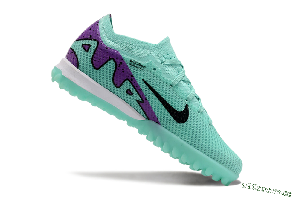Kids Nike Air Zoom Mercurial Vapor 15 Elite TF Artificial Turf Low-Tops Football Shoes - Jade/Purple/Black 4