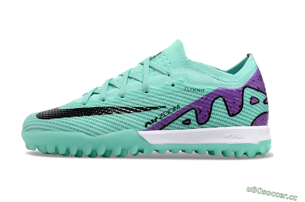 Kids Nike Air Zoom Mercurial Vapor 15 Elite TF Artificial Turf Low-Tops Football Shoes - Jade/Purple/Black 0